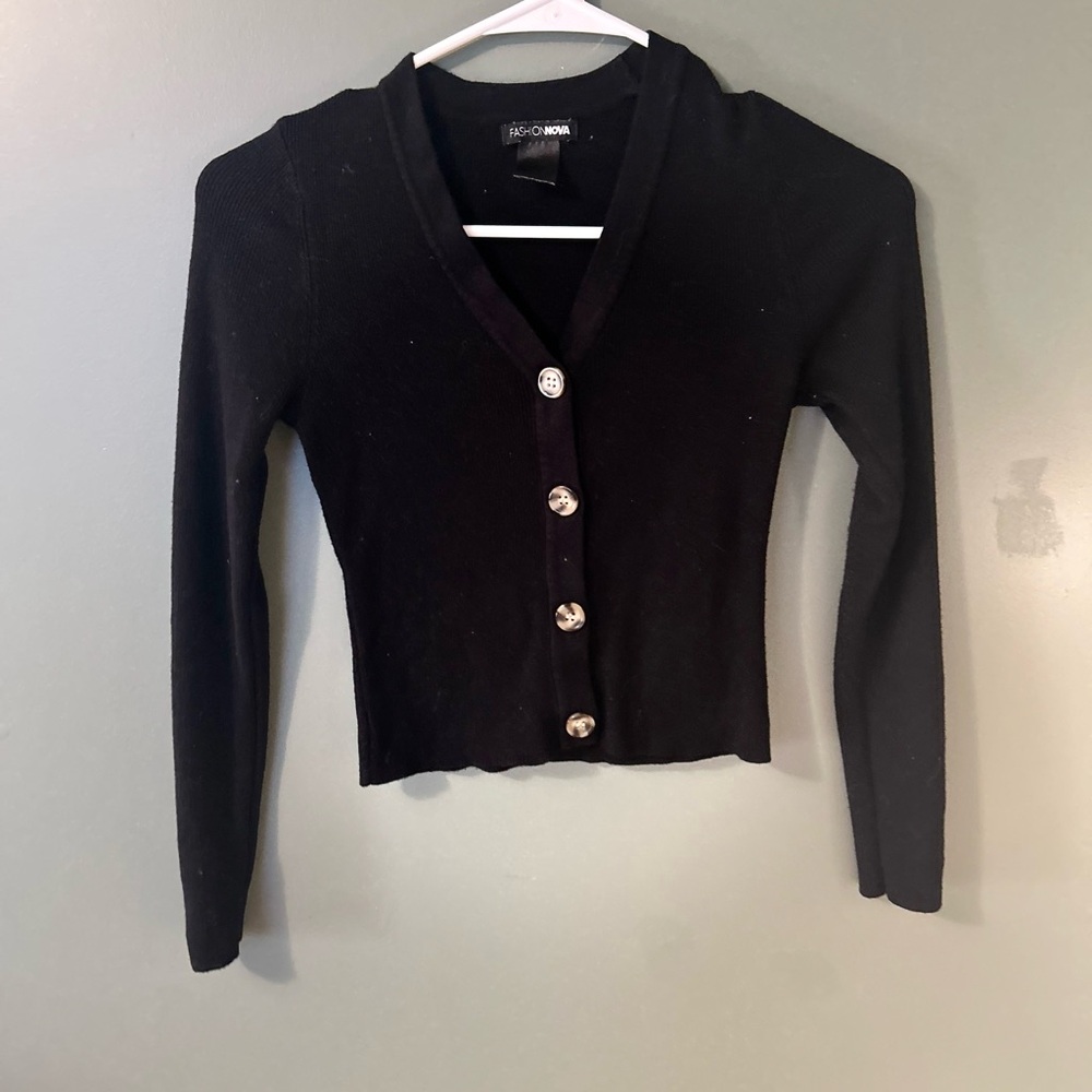 Fashion Nova Classic Black Cardigan